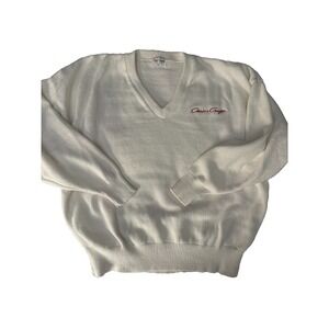 VTG Chris-Craft Oak Creek Mens XXL V-Neck Sweater White Cotton Knit USA Made
